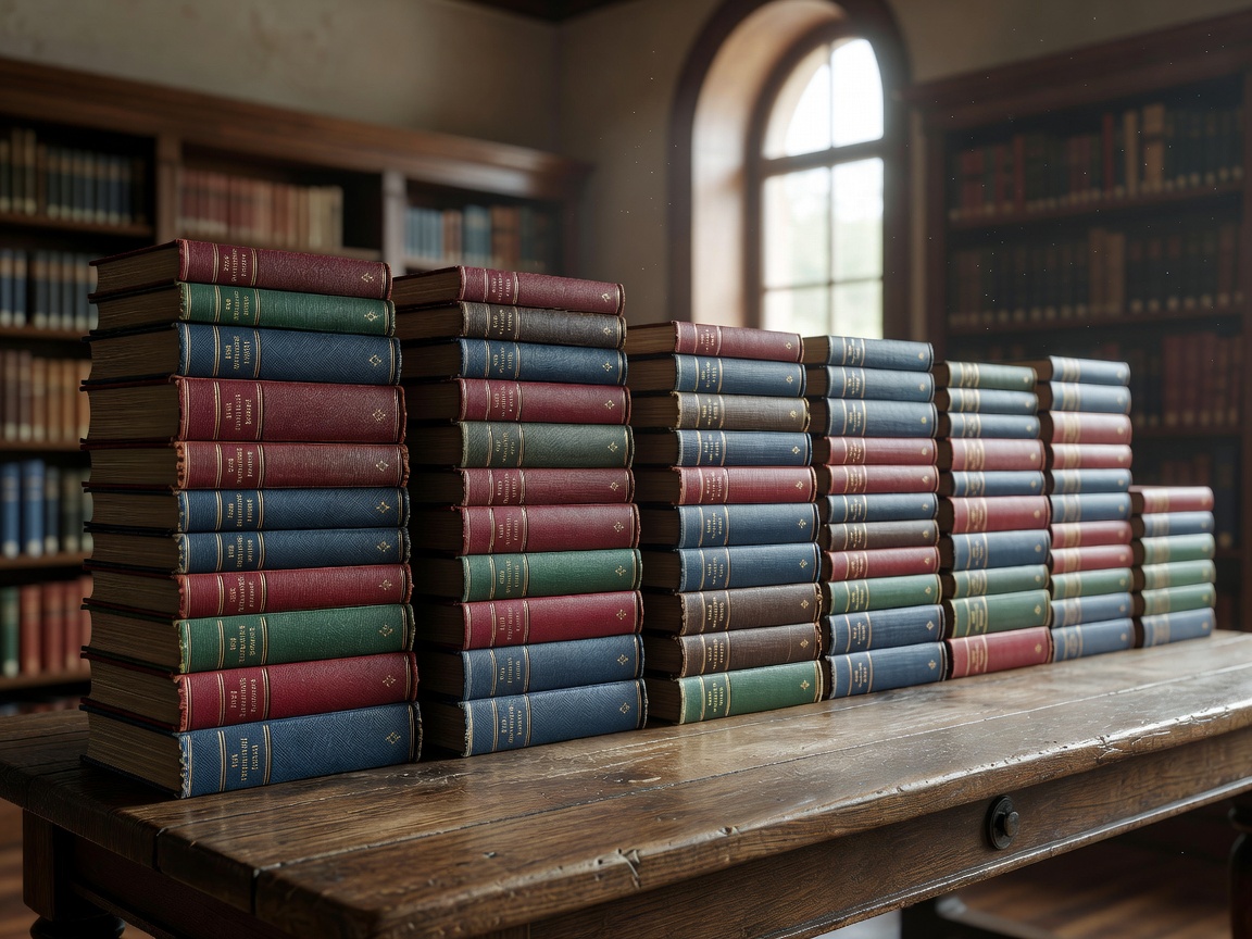 Bound hardcovers of marketing management reference texts on a library table